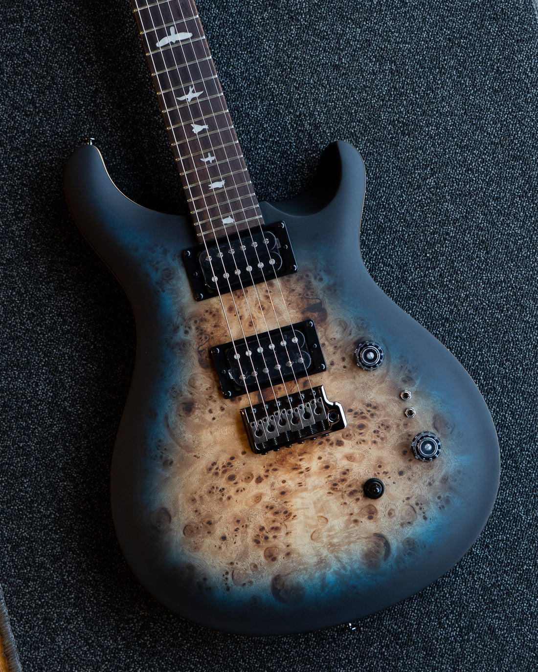 PRS SE Custom 24-08, Poplar Burl LTD, Lake Blue Midnight Burst