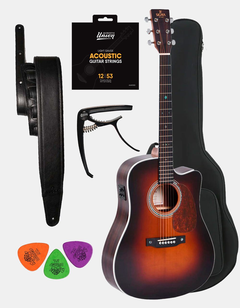 Sigma DTC-1E Sunburst, Acoustic Guitar Set