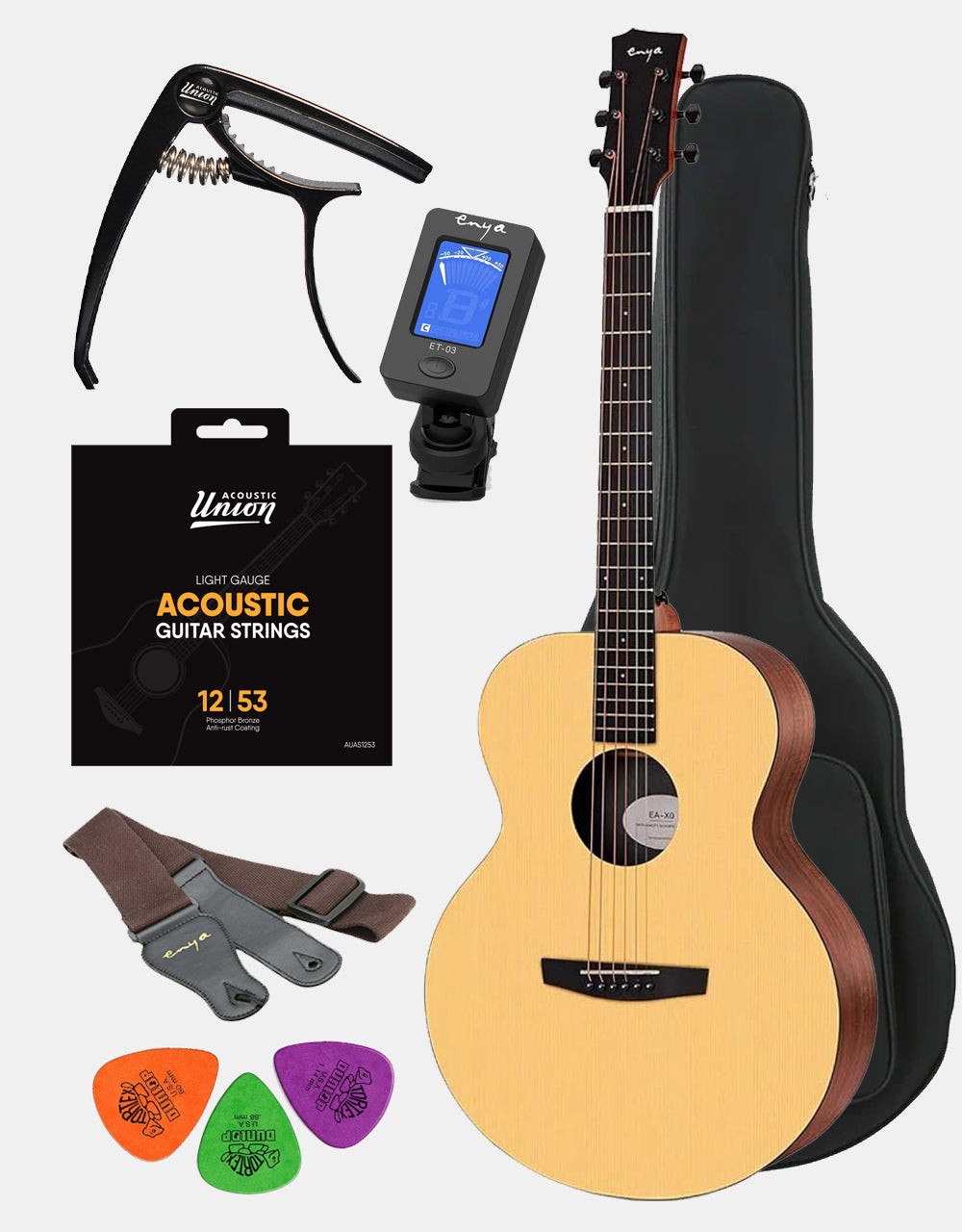 Enya EA-XO Natural, Acoustic Guitar Set