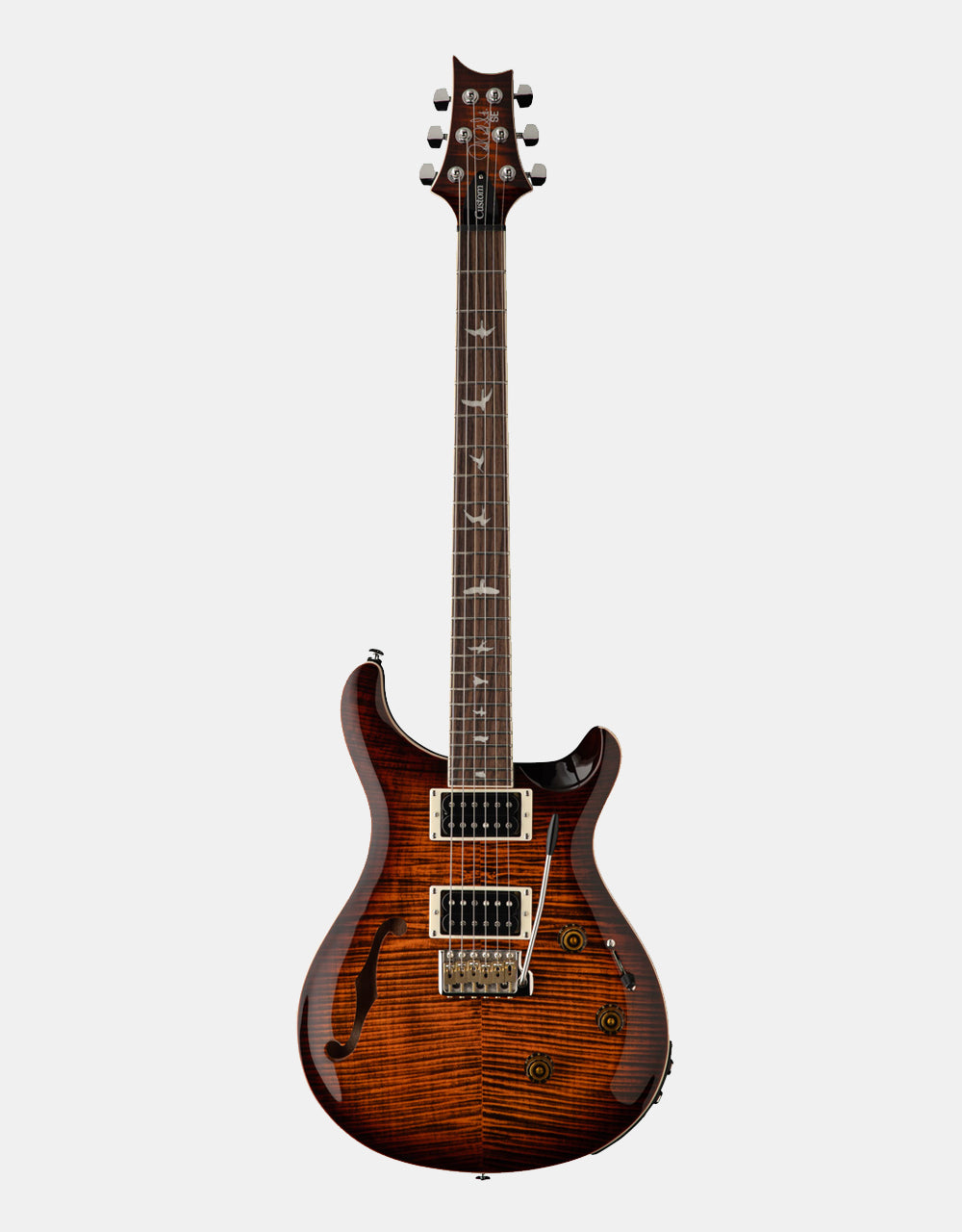 PRS SE Custom 24 Semi-Hollow Piezo, Orange Tiger Smokeburst