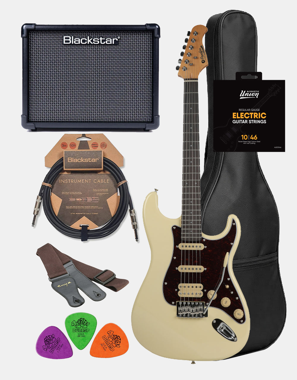 Prodipe ST83 RA, Vintage White, Rock Guitar Set