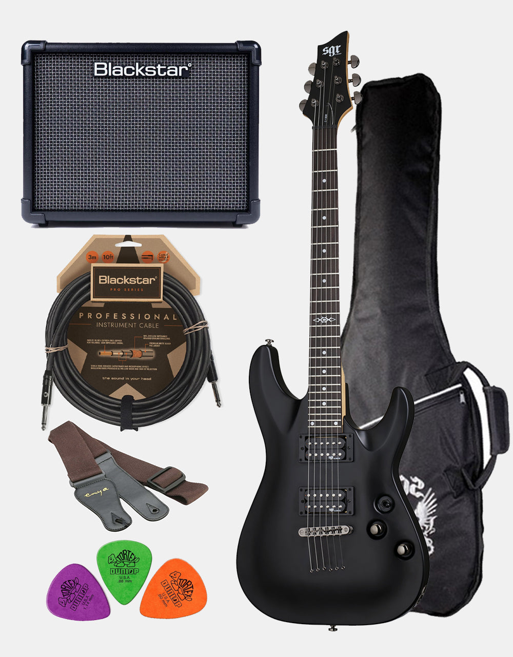 Schecter SGR C-1 Satin Black, Rock Guitar Set+