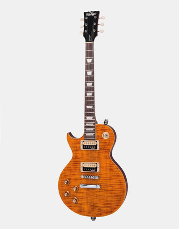 Vintage V100AFD Reissued Left-Handed, Flamed Amber
