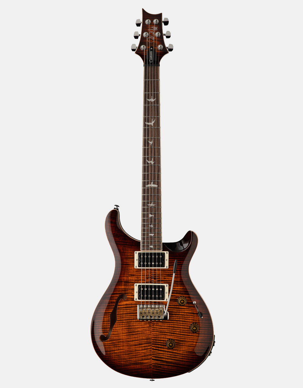 PRS SE Custom 24 Semi-Hollow Piezo, Orange Tiger Smokeburst